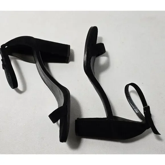 Stuart Weitzman Nearly Nude Black Suede Heels Size 7 wide - Picture 5 of 11